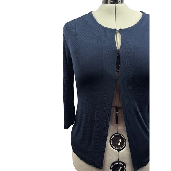 Women’s Chico’s Travelers Size 2XL Navy Cardigan with Invisible Buttons - Picture 4 of 5